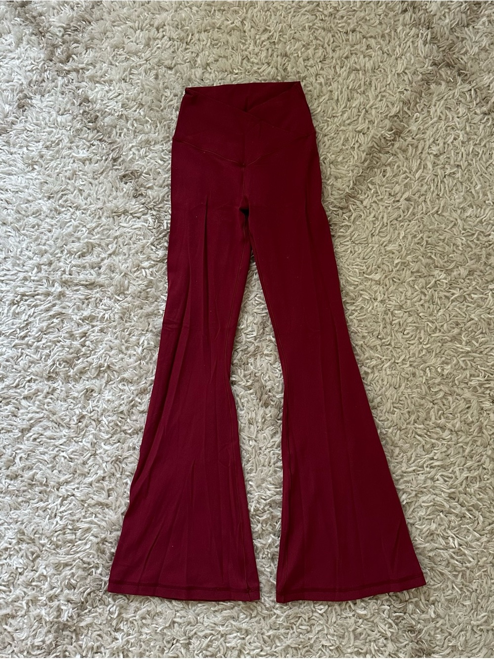 aerie High-Waist Flare Pants in Wine